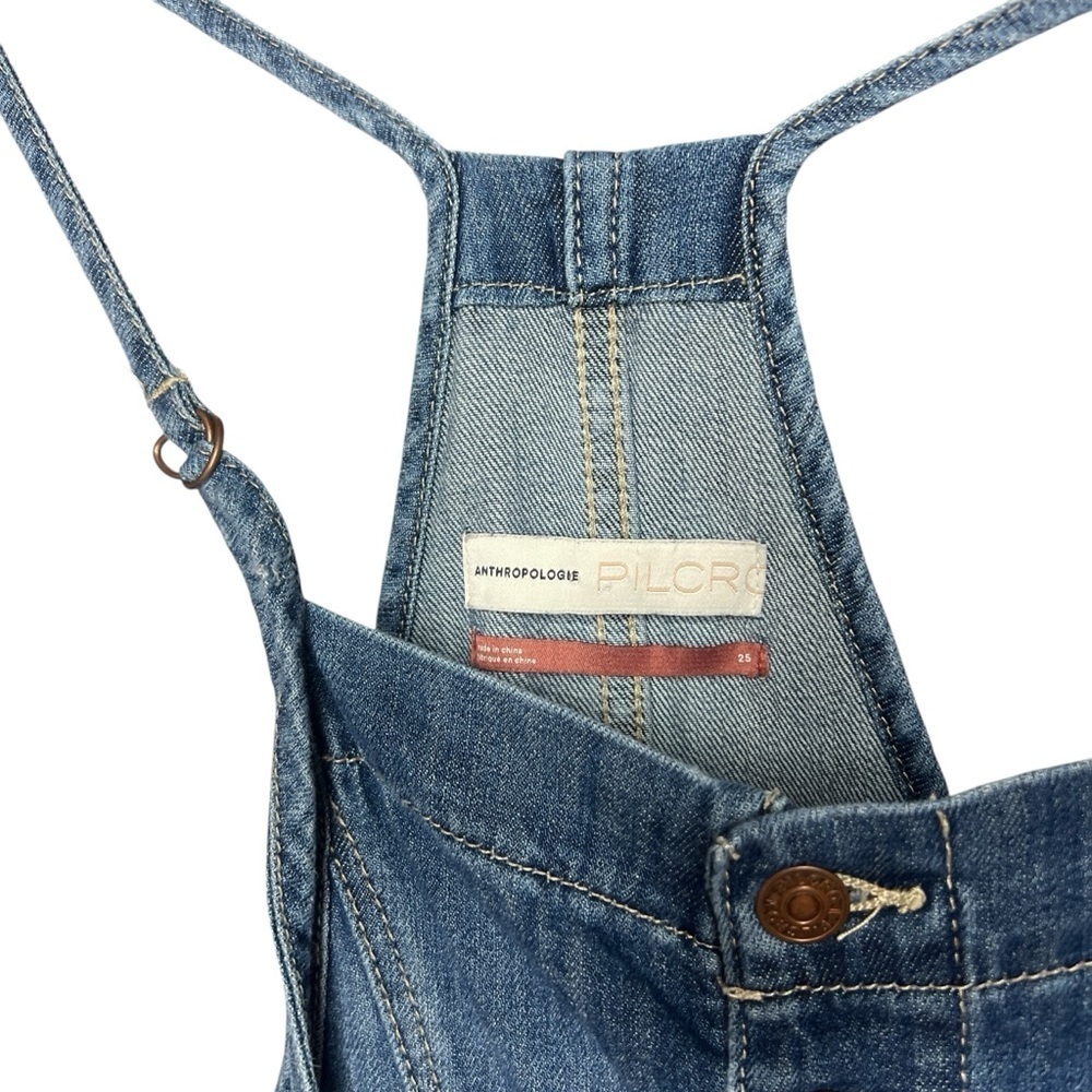 Anthropologie Pilcro Everyday Button Front Denim Short Overalls Womens Size 25 - Picture 3 of 7